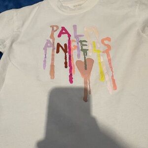 Palm Angels size 8 Kids White Tee with Multicolor Drip Logo